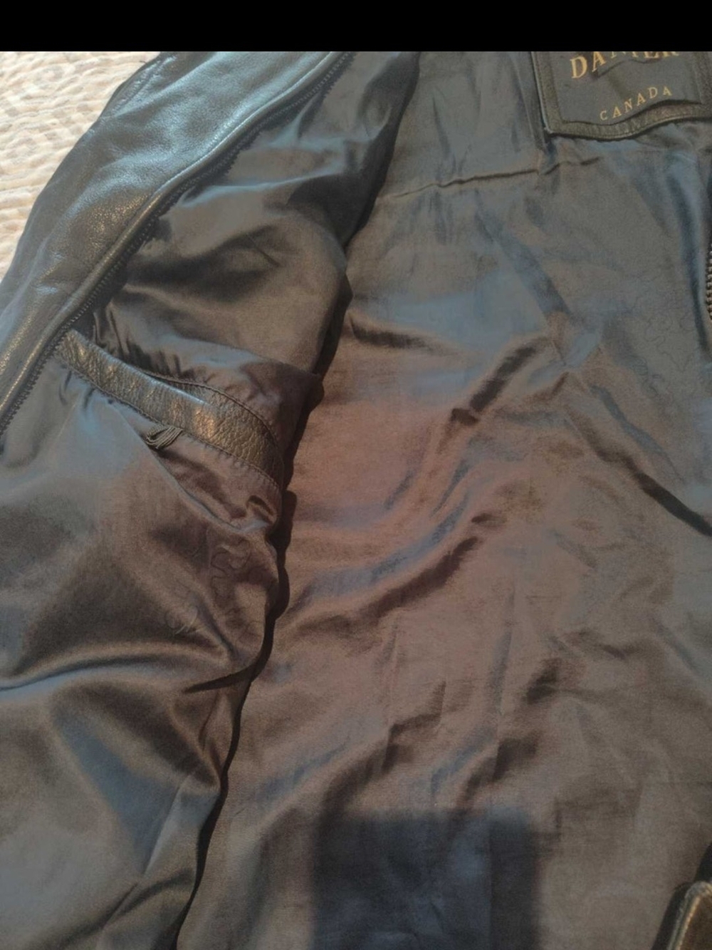 Vintage Danier Black Leather Men's Zip Jacket - Picture 6 of 9